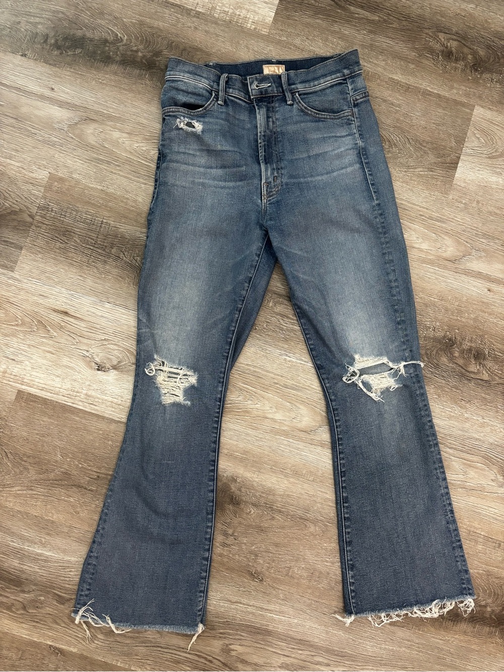 MOTHER Hustler Ankle Fray songs of the cowboys size 27 Distressed Blue Flare